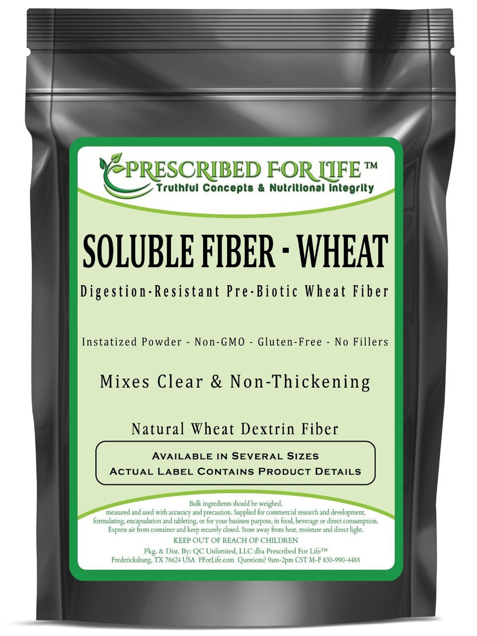 Fiber (Wheat) - Soluble Non-GMO Digestion-Resistant Pre-Biotic Wheat Fiber - Natural Instatized Powder